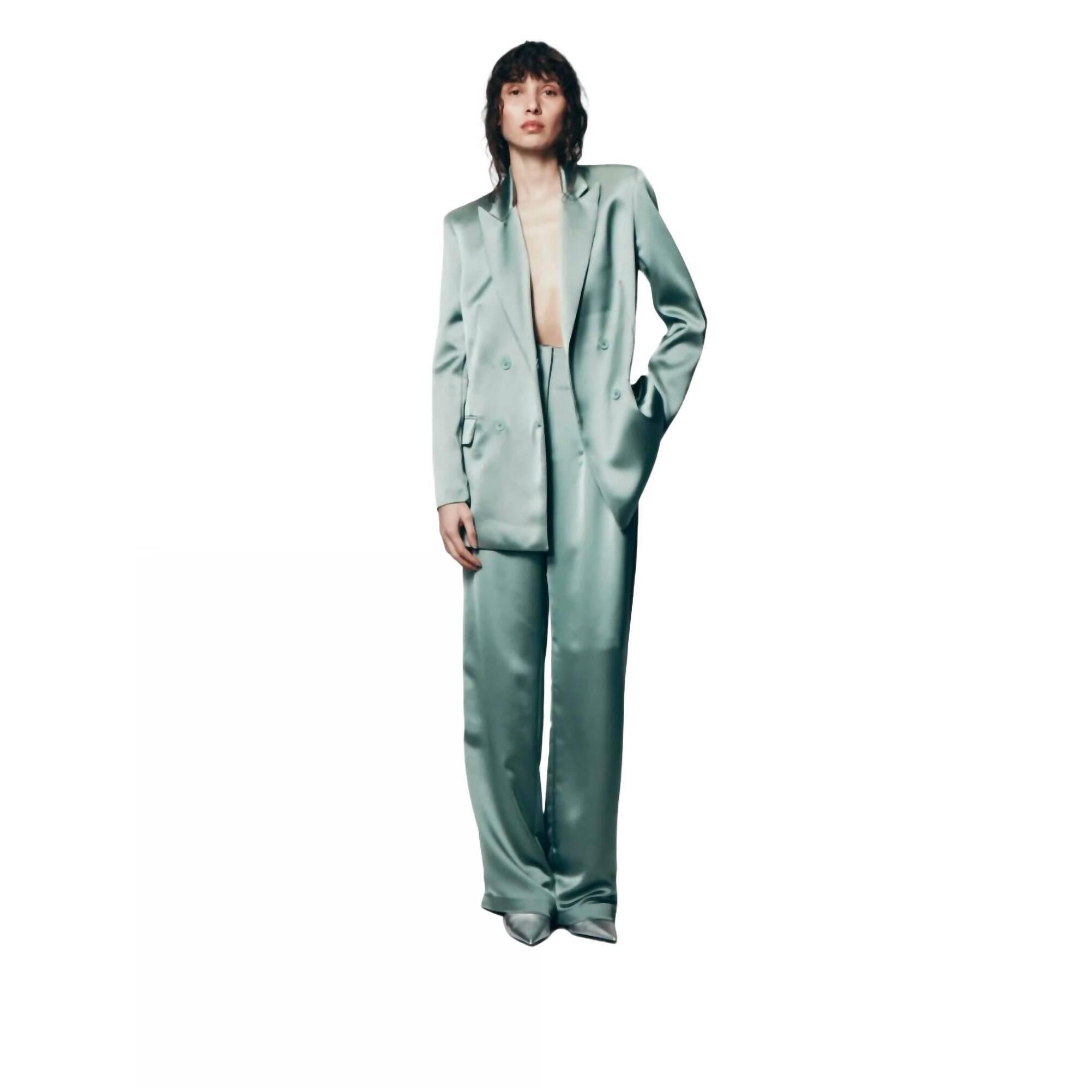 New In The Mood For Love Bonnie Satin Jacket In Orage Blue